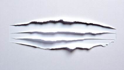 Ripped white paper with multiple horizontal tears