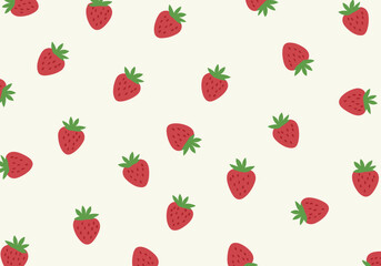 Charming red strawberries scattered across a creamy textured background design