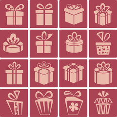 Gifts Icon collection containing 16 editable stroke icons. Perfect for logos, stats and infographics. Edit the thickness of the line in any vector capable app.