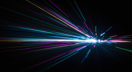 Abstract motion lightspeed travel banner concept. Generative AI.