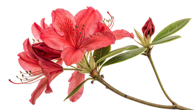 Red Rhododendron mountain flower, source of mad honey of Nepal, with transparent background