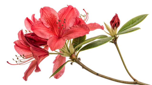 Red Rhododendron mountain flower, source of mad honey of Nepal, with transparent background