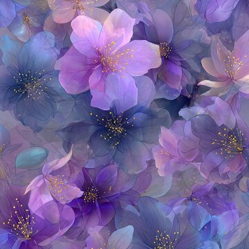 Fototapeta Delicate, pastel floral pattern