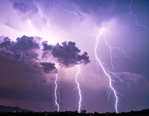 Dramatic thunderstorm with vivid lightning
