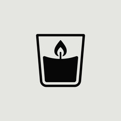 Minimalist Black Candle Icon in Glass Jar – Vector Illustration