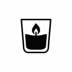 Minimalist Black Candle Icon in Glass Jar – Vector Illustration