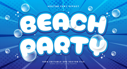 Beach Party 3d editable text effect Template suitable for Ocean wave Style