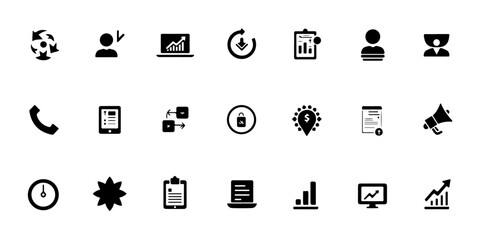 Silhouette Icon Set for business, Manager icon set., Finance Icon set, Business Growth And Development Icons, Diversity Belonging Icons