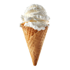 Delicious ice cream cone topped with whipped cream served in a waffle cone at a summer festival