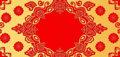 Intricate red and gold oriental pattern on textured paper background, ideal for Chinese New Year celebrations, chinese new year,  abstract