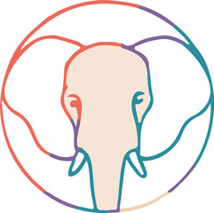 Elephant face with colorful cartoon style modern design vector illustration