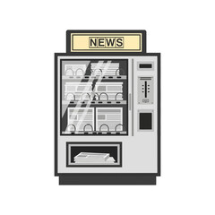 News vending machine with newspapers and a dispensing slot for purchase.