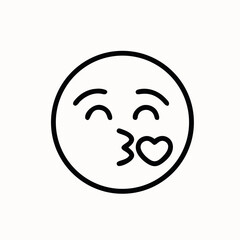 face blowing a kiss emoji outline on white background