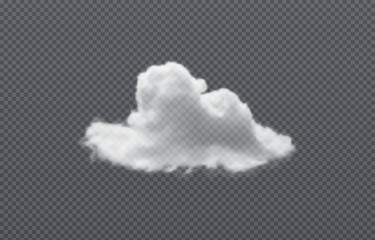 Vector realistic cloud, smoke or fog on isolated transparent background. Cloud png. Smoke png
