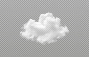 Vector realistic cloud, smoke or fog on isolated transparent background. Cloud png. Smoke png