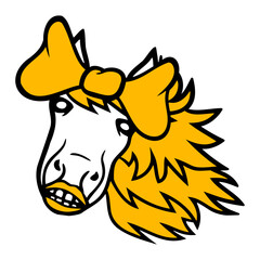 Horse Sweet Girl Female Cute Bow Tie Long Hair Fun