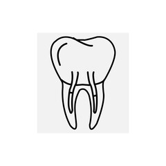 clean, simple line art icon of a tooth with roots showing for root canals.