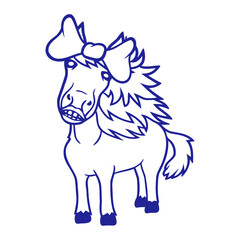 Horse Sweet Girl Female Cute Bow Tie Long Hair Fun