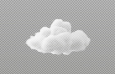 Vector realistic cloud, smoke or fog on isolated transparent background. Cloud png. Smoke png