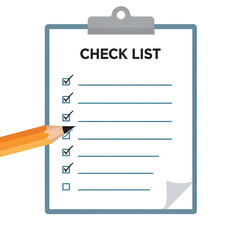 Checklist Focus: A clean, concise illustration depicts a checklist being marked off with a pencil, symbolizing organization, progress, and attention to detail.