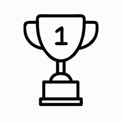 Simple outline of a first place trophy on white background