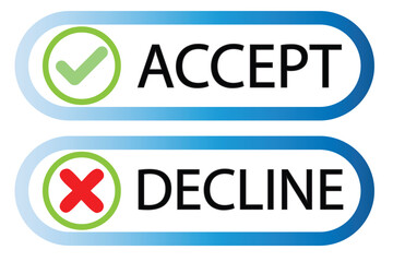 Acceptance button with dceline text on white background