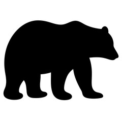 Silhouette of a bear walking in black against a white background design