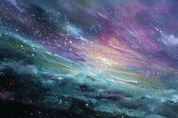 Naklejka premium Exploration of nebulae in a cosmic symphony of colors and textures depicting the beauty of the universe in vibrant brushstrokes