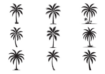 Palm tree silhouette vector illustration Set