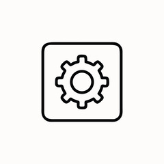 Simple gear icon within a rounded square outline on white background