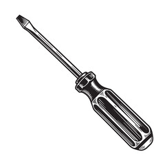 Fototapeta premium Classic hand drawn flathead screwdriver illustration on white background for various applications