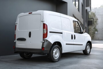 Professional white delivery van parked in an urban environment with clean lines and modern design