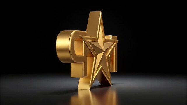 Golden MP Star Logo Reveal: 3D Animation with Rotating Letters and Star