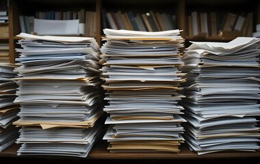 Obraz premium Stacks of paperwork in the office