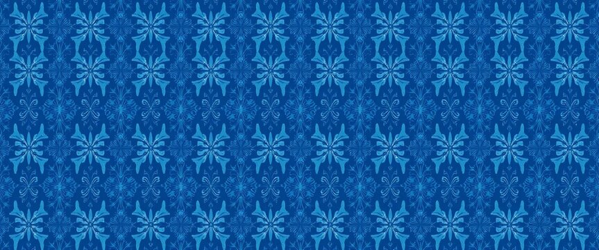 Symmetrisches, florales blaues Musterdesign iIdeal f&uuml;r Hintergr&uuml;nde, Stoffdesigns oder Scrapbooking.