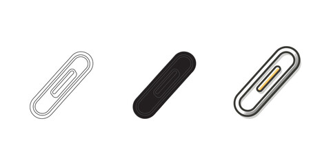 Paper clip collection in multiple styles line art silhouette and color