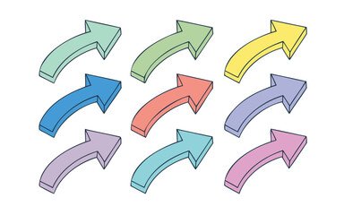 Multicolored Curved Arrows Collection &ndash; Abstract Directional Graphics