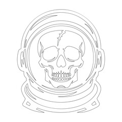 Skull in Astronaut Helmet Outline