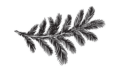 Christmas black tree branch on white hand drawn	
