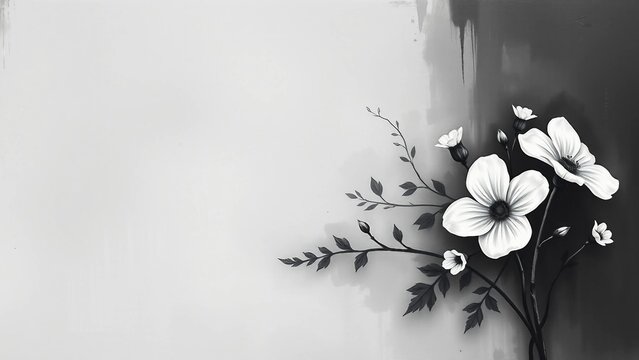 wei&szlig;en Blumen im minimalistischen Stil. Symbolisch f&uuml;r Trost, Glaube und Trauer.