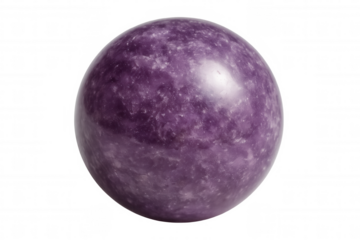 Polished purple sugilite sphere isolated on transparent background, showcasing its rich color and unique patterns