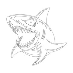 Aggressive Shark Vector Outline