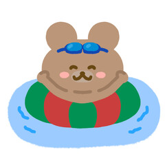 海やプールで遊ぶクマ