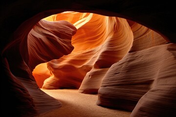 Sunlight streams into a sandstone canyon