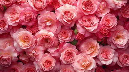 Close - up of a Lush Array of Pink Roses for Decorative and Design Use 