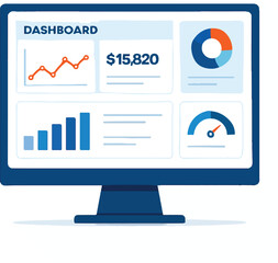 Fototapeta premium Financial dashboard with KPI metrics and analytics Illustration