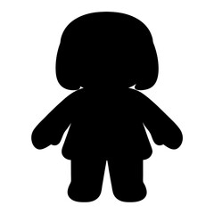 Black Silhouette of a Cute Cartoon Doll Figure with Rounded Edges