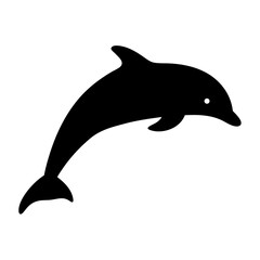 Isolated Silhouette of a Leaping Dolphin on a Clean White Background