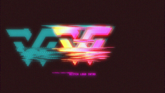 Digital Scan Glitch Logo Reveal Animation Wide