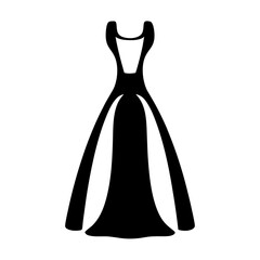 Elegant black dress with full skirt design, suitable for a formal occasion